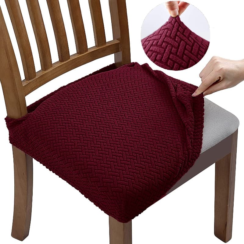Burgundy Jacquard Stol Setetrekk