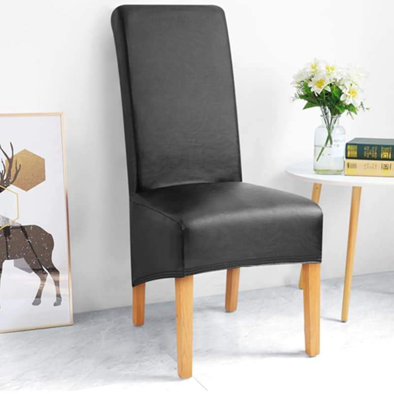 Deluxe Faux Leather Stoltrekk Grå Svart