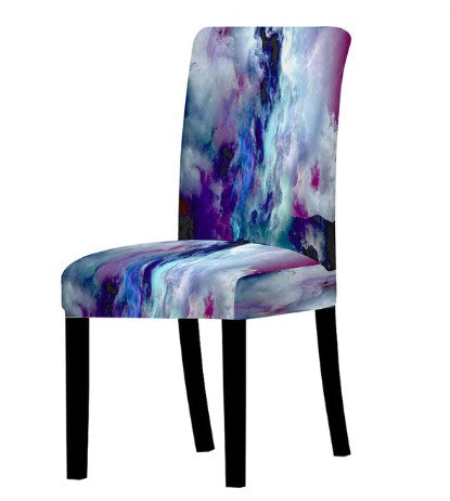 Blå Fargerikt Marmorert Stoltrekk