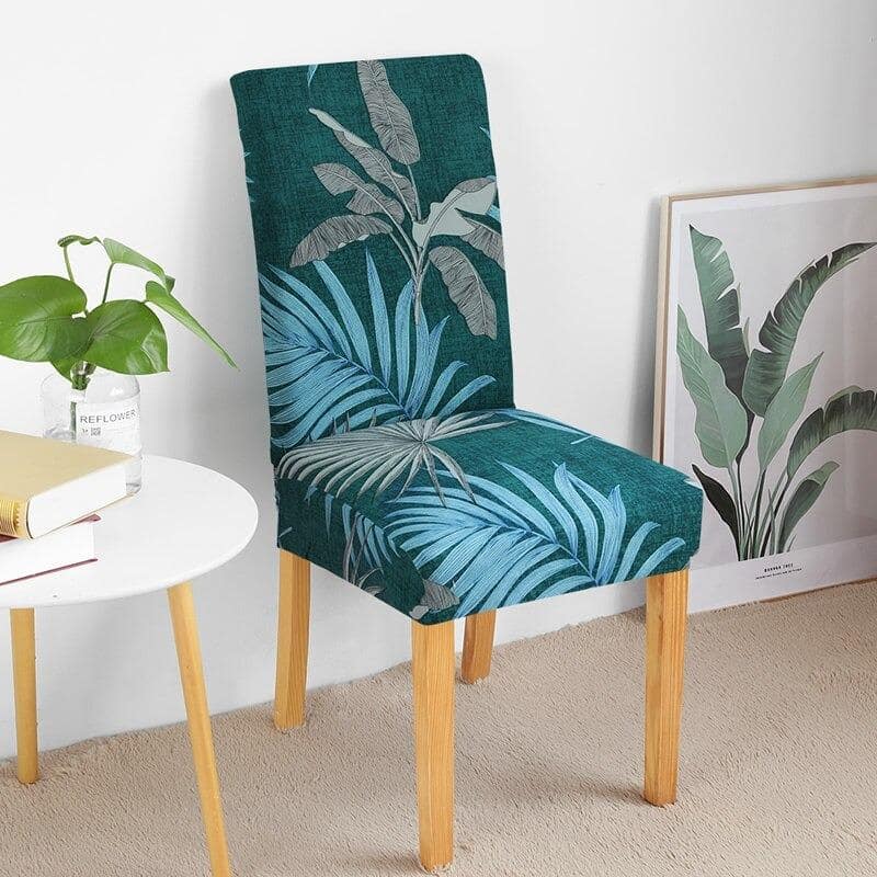 Grønt Stoltrekk Med Blå Blomster